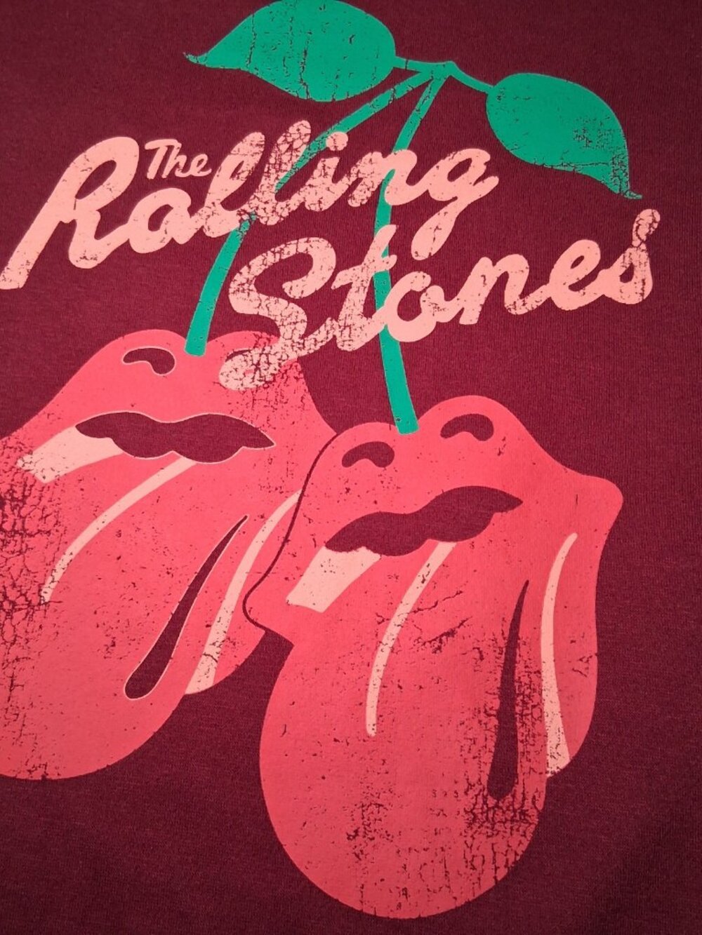 Rolling Stones Sweatshirt Women M Maroon Cherry Tongue And Lips Rock Band Shirt - Picture 13 of 13
